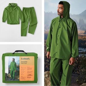 Embark Green Men’s Raincoat Set Pants and Jacket (L/XL)